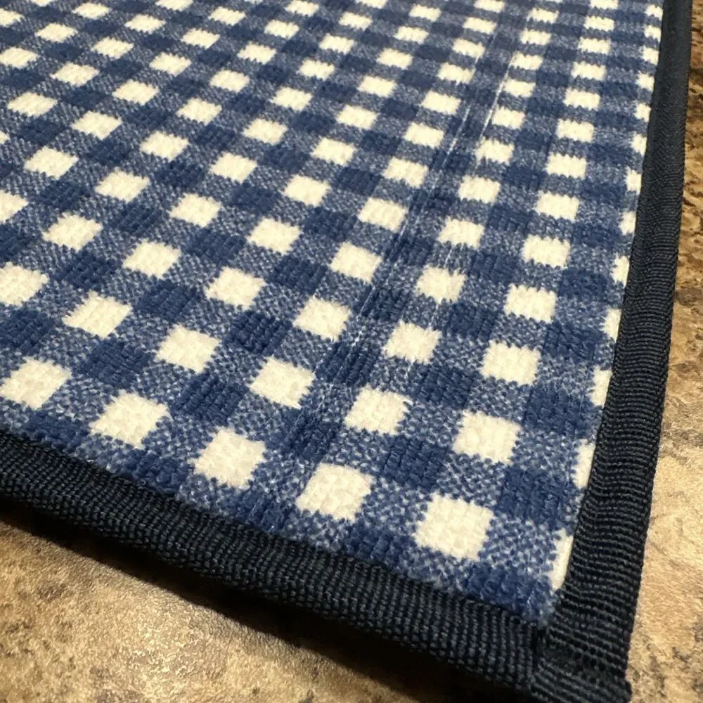 Ralph Lauren Dish Drying Mats Blue/White Gingham Pattern 16x18